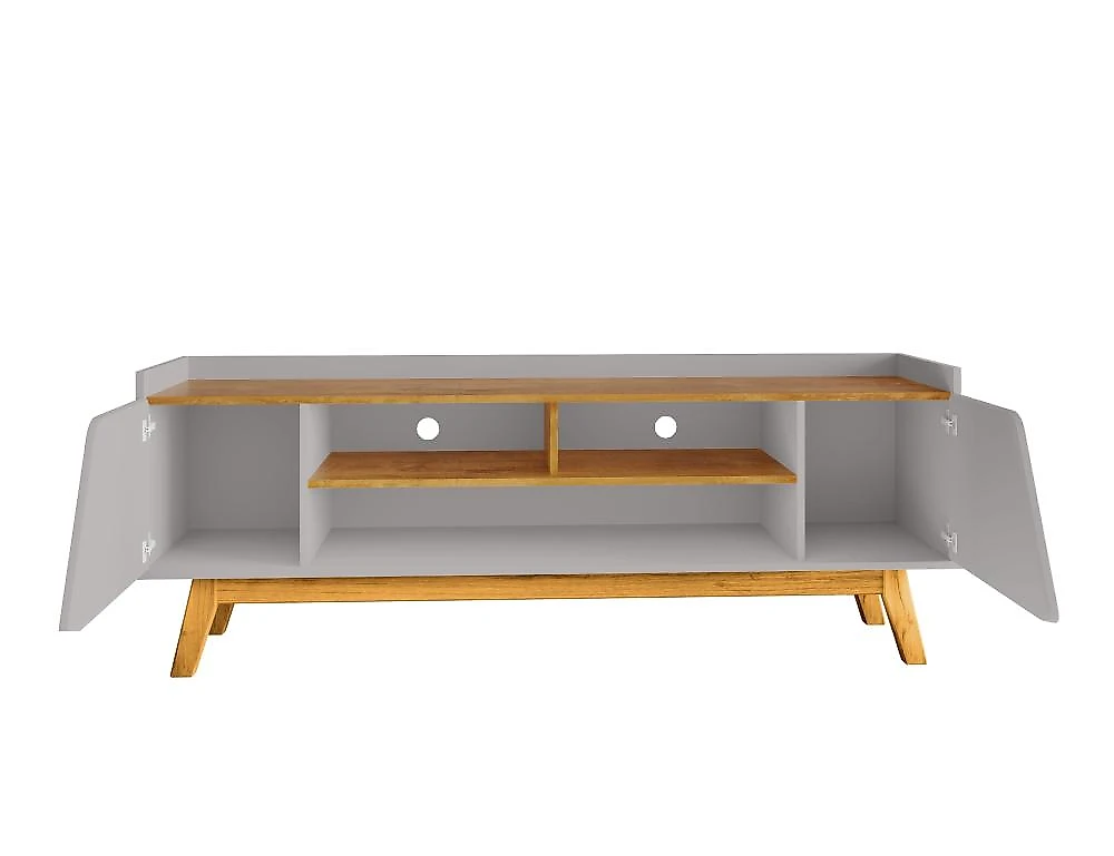 Rack para TV até 65 Polegadas Turim 2 Portas 1 Prateleira Rack Para TV Até 65 Polegadas 2 Portas 3 Nichos Decor Móveis Bechara Off White/Naturalle