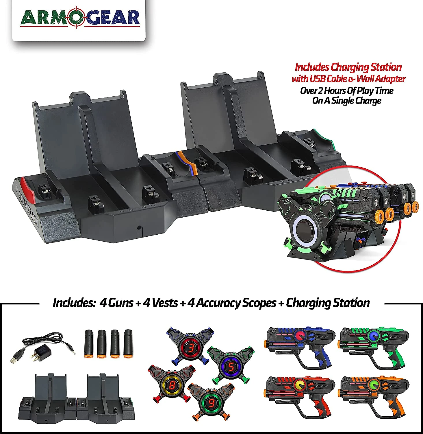 ArmoGear Pistola de Brinquedo a Laser com Colete Recarregável que Exibe a Pontuação para Crianças a Partir de 8 Anos