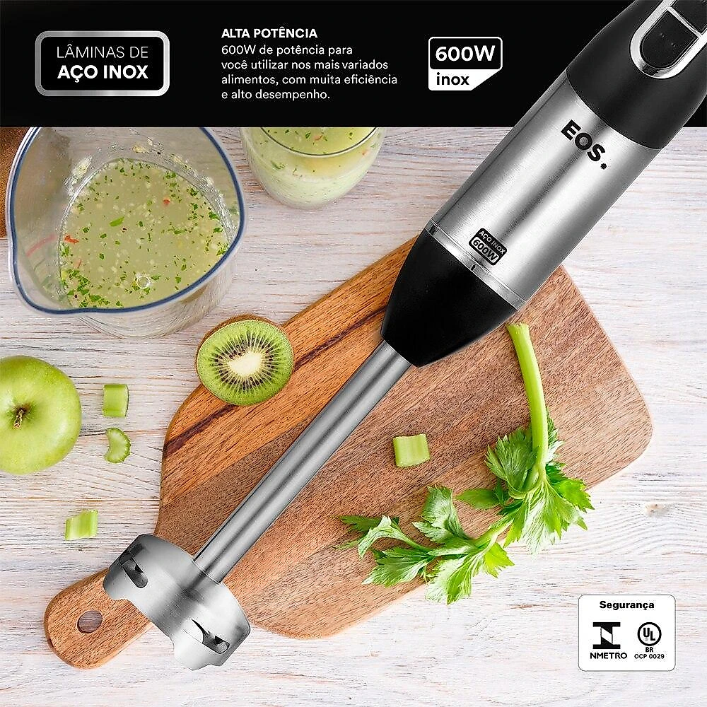 Mixer 3 Em 1 EOS EMX02 2 Velocidades 600W  Inox com Preto 220V