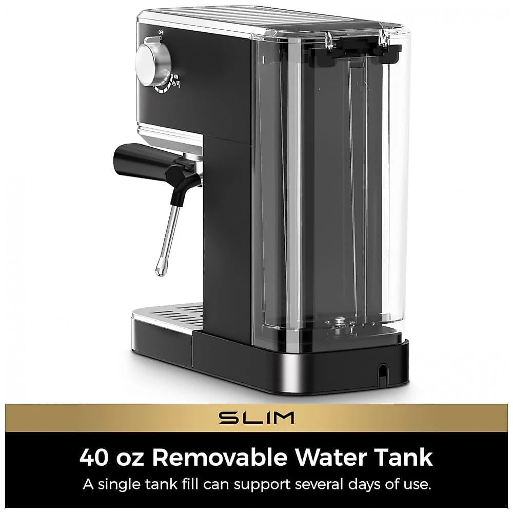 Cafeteira Espresso CHULUX Slim Automática 20 Bar, Vaporizador de Leite, 1,18L, Bomba Italiana, Aço Inox, Aquecimento Rápido, 110V - Preta