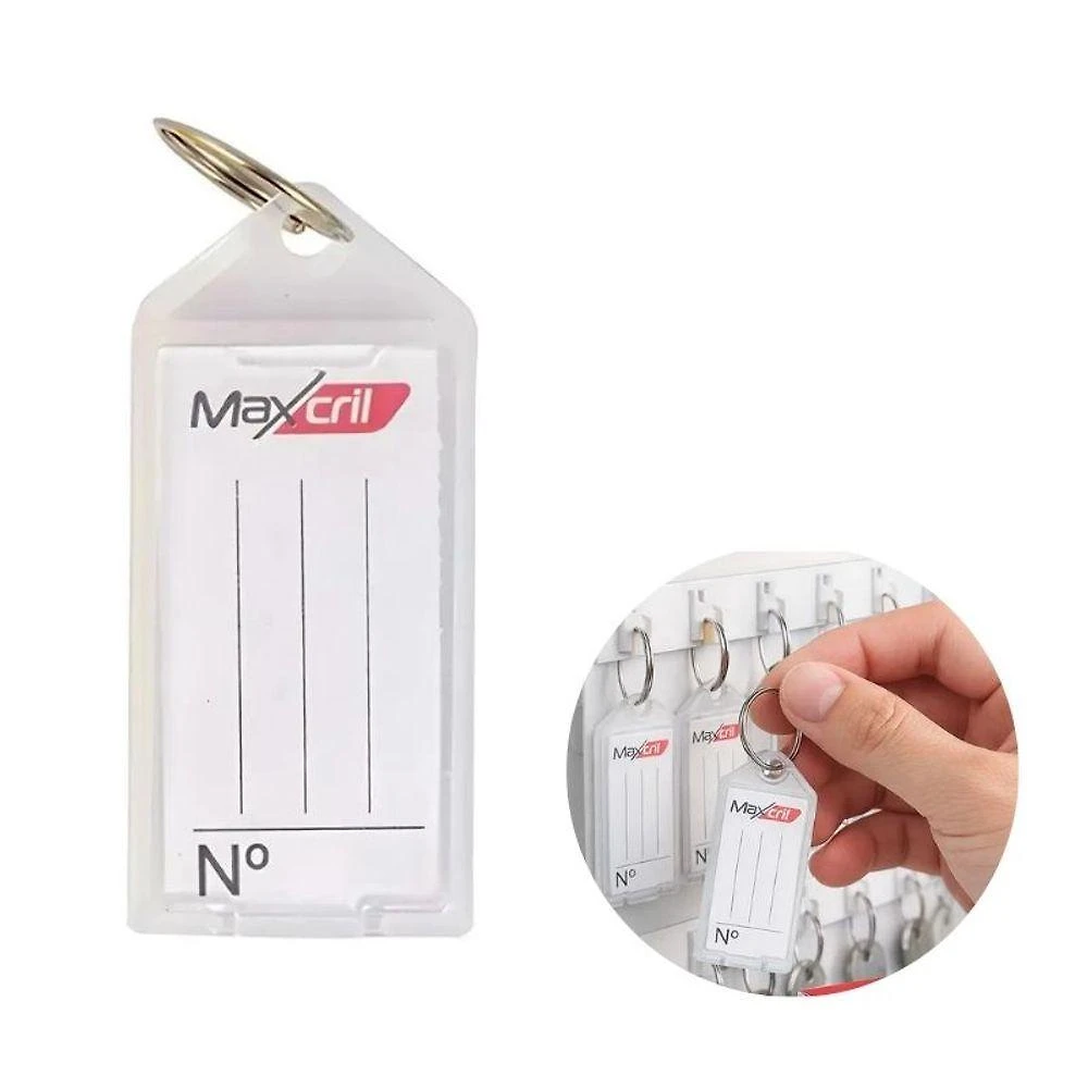 Chaveiro Kit 100 Etiqueta Identificação Plástico Metal Papel para Chaves Branco Maxcril