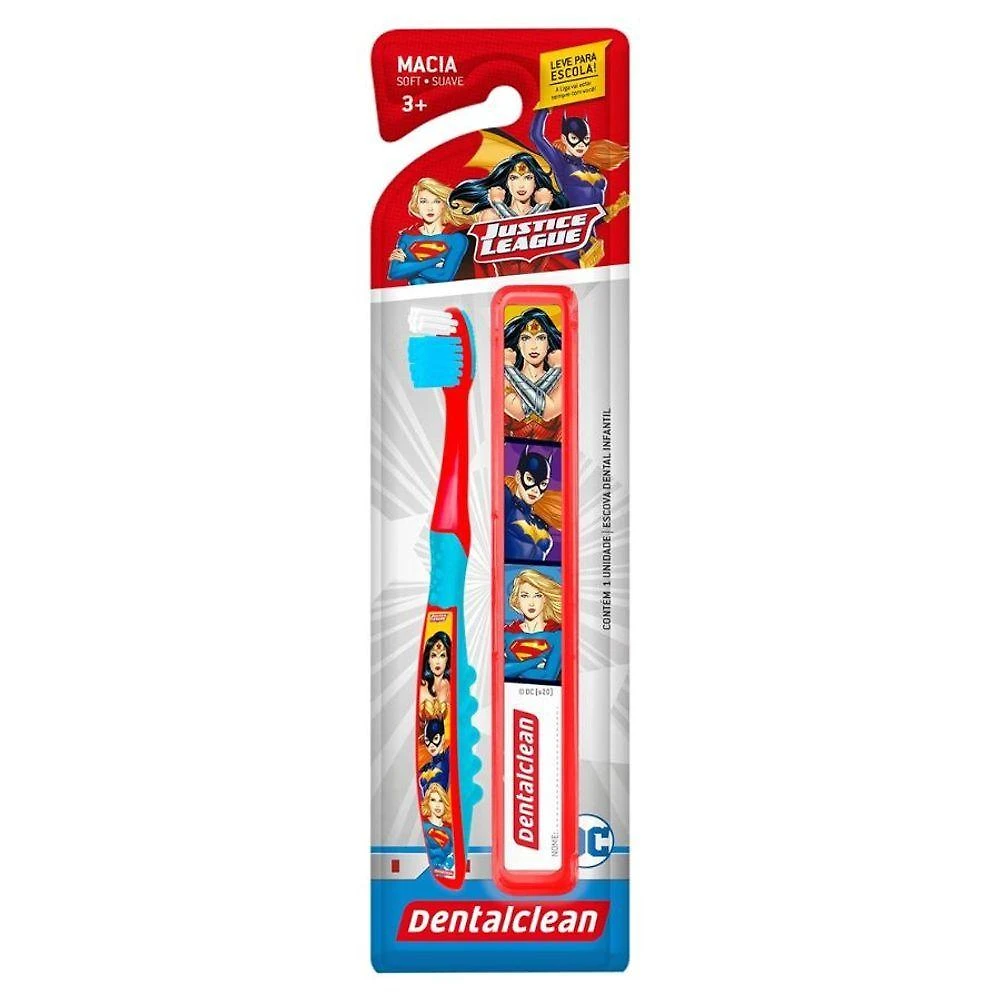 Escova Dental Infantil Dentalclean Herois Escolar com Cerdas Macias e Pontas Arredondadas Bivolt
