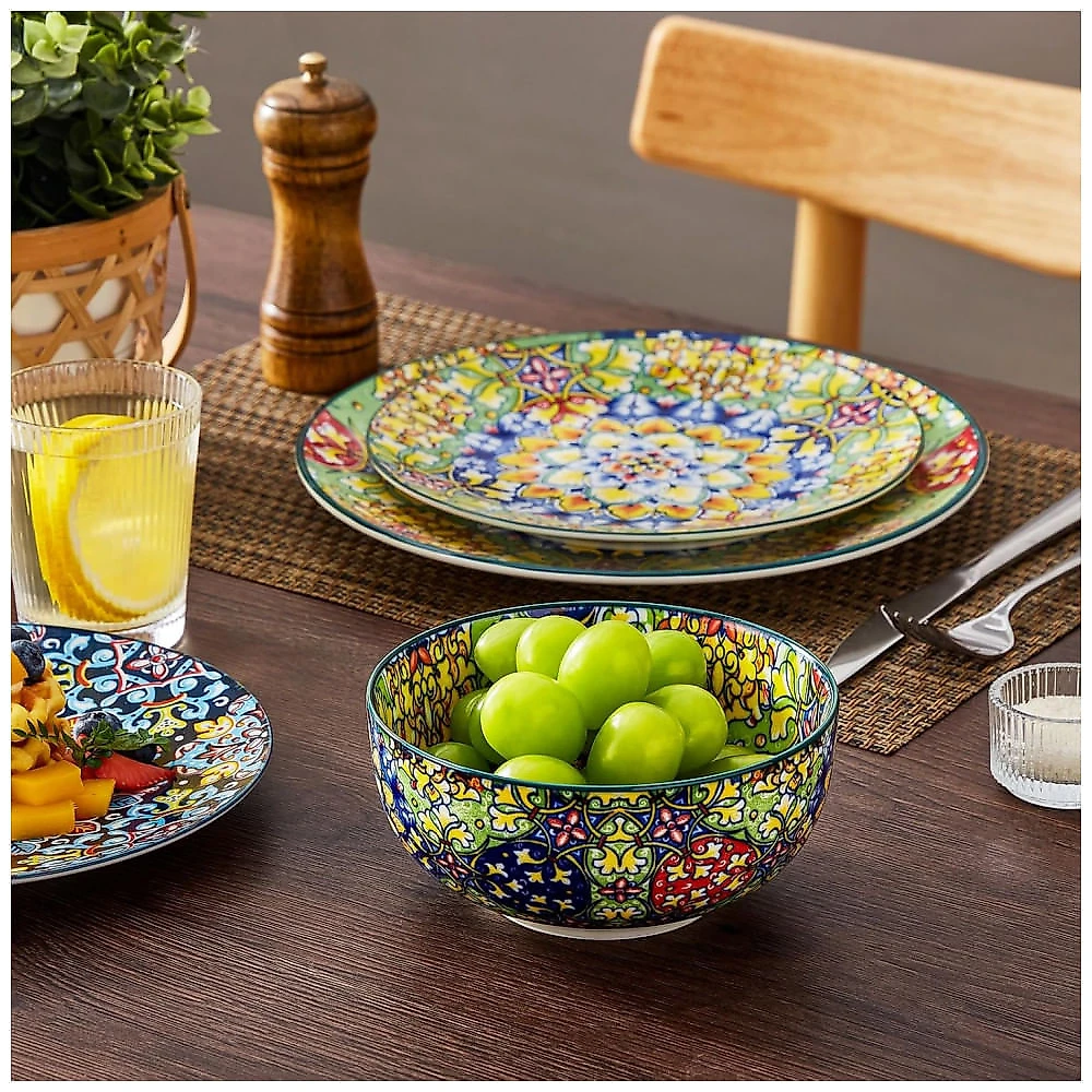 Conjunto de Jantar Vancasso 18 Peças, Pratos e Tigelas de Porcelana para 6 Pessoas, Resistente a Micro-ondas e Lava-louças, Estilo Bohemian, Serviço d Conjunto de Jantar Vancasso 18 Peças, Pratos e Tigelas de Porcelana para 6 Pessoas, Resistente a Micro-ondas e Lava-louças, Estilo Bohemian