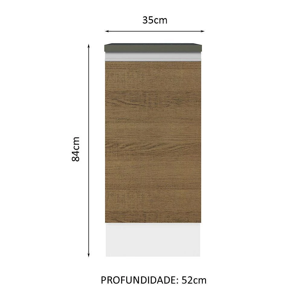 Balcão armário de cozinha 100% mdf 35 cm 1 porta branco rustic acordes madesa