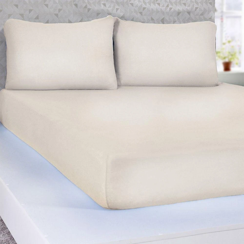 Jogo De Cama Casal Serena 3 Pçs Malha 100% Algodão 138x188x23cm Pérola