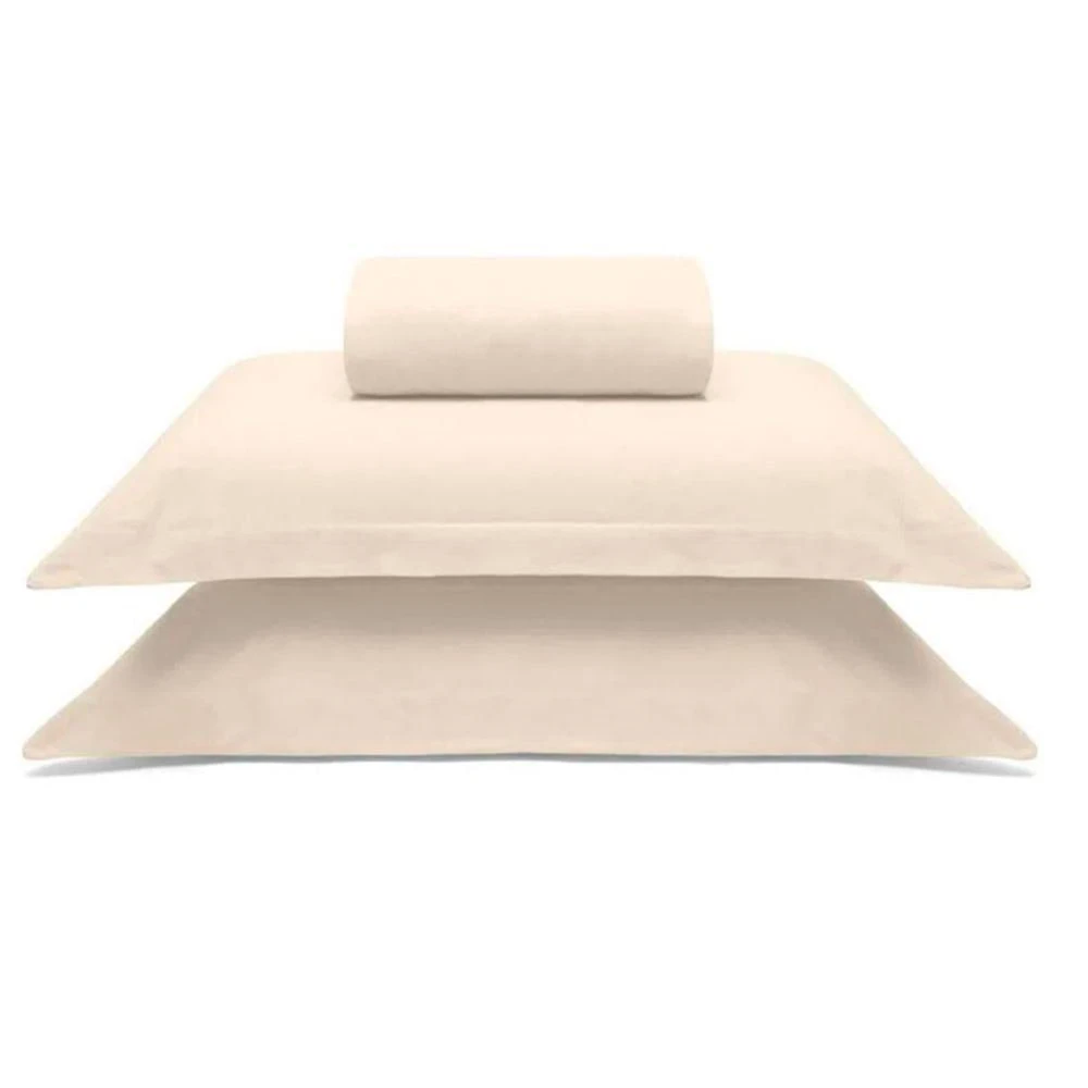 Jogo De Cama Buettner Queen Malha 100% Algodao Liso 3 Peças Image Perola