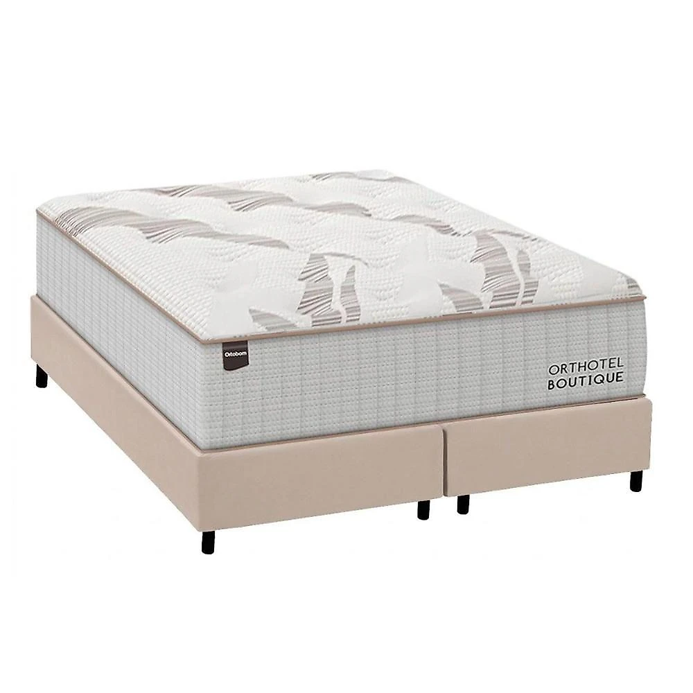 Cama Box com Colchão King Suede Clean Molas Ensacadas Espuma Gel Bege Ortobom 193CM