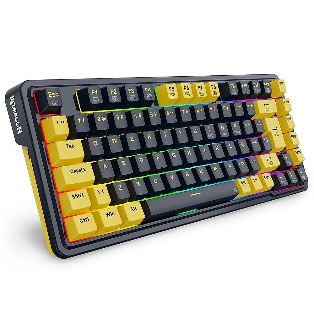 Teclado Mecânico Gamer Redragon ELF, RGB Chroma Mk.II, Switch Melt Gold, Cabo USB-C Removível, ABNT2, Preto E Laranja - K649PY-RGB PT