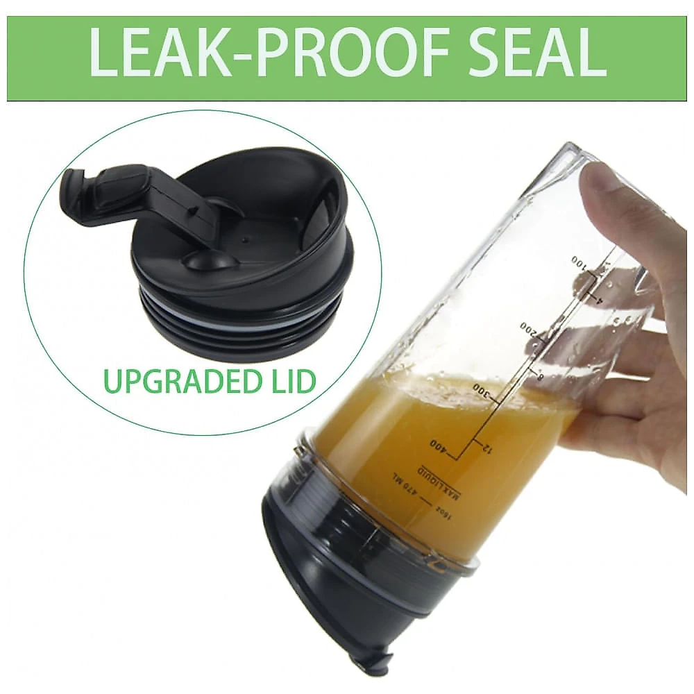 Atuwebo Copos de Reposição 470ml para Liquidificador Ninja QB3001SS e Modelos Compatíveis - Kit 2 Unidades com Tampas Vedantes