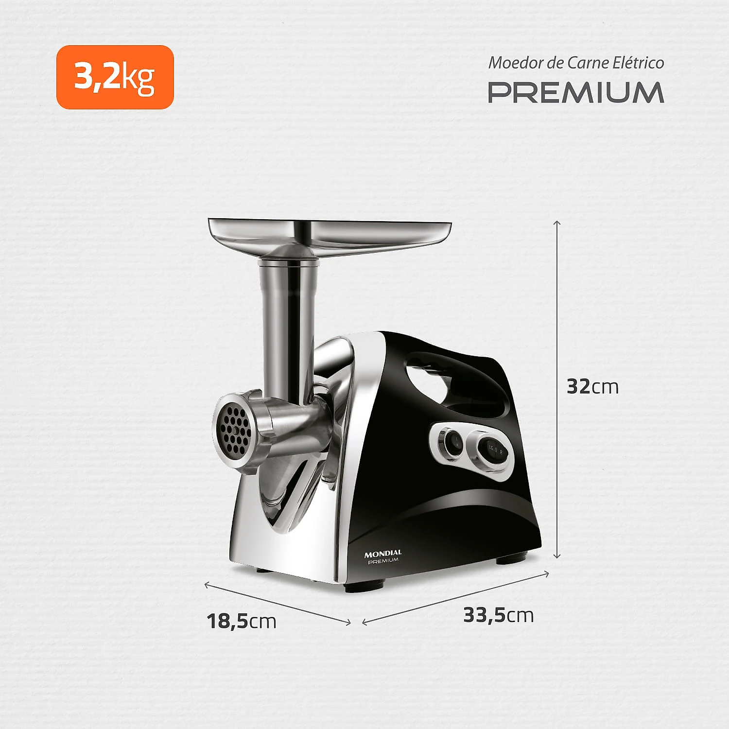 Moedor de Carne Elétrico Mondial Premium MC-03 MOEDOR DE CARNE-127V-PRETO/INOX
