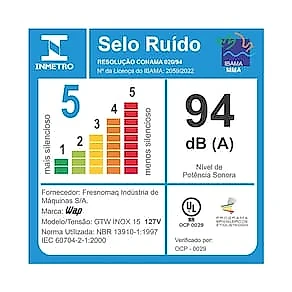 Aspirador de Pó e Água WAP GTW Inox 15 1700W com Bocal de Sopro - Preto/Amarelo 110V