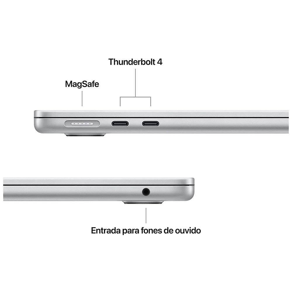 Miniatura Notebook Apple MacBook Air 13,6" M4 (CPU de 10 núcleos, GPU de 8 núcleos, 16GB RAM, 256GB SSD) - Prateado Bivolt