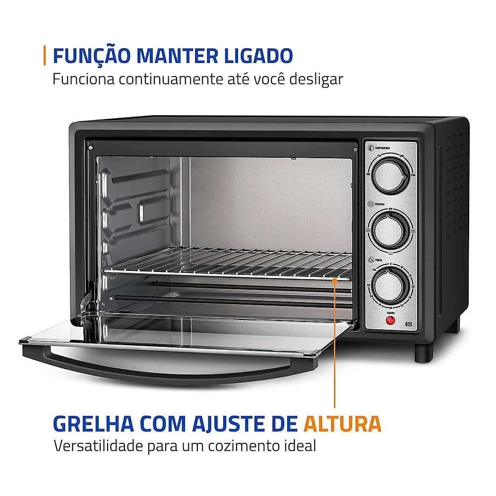 Forno Elétrico 42L Mondial Family II FRN-42-BI Preto com Inox 127V