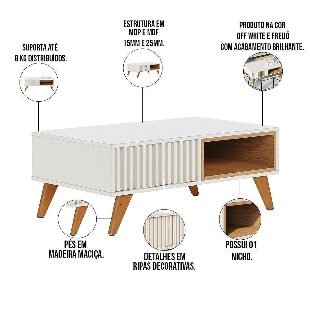 Mesa De Centro 01 Nicho Delta C04 Freijó Off White