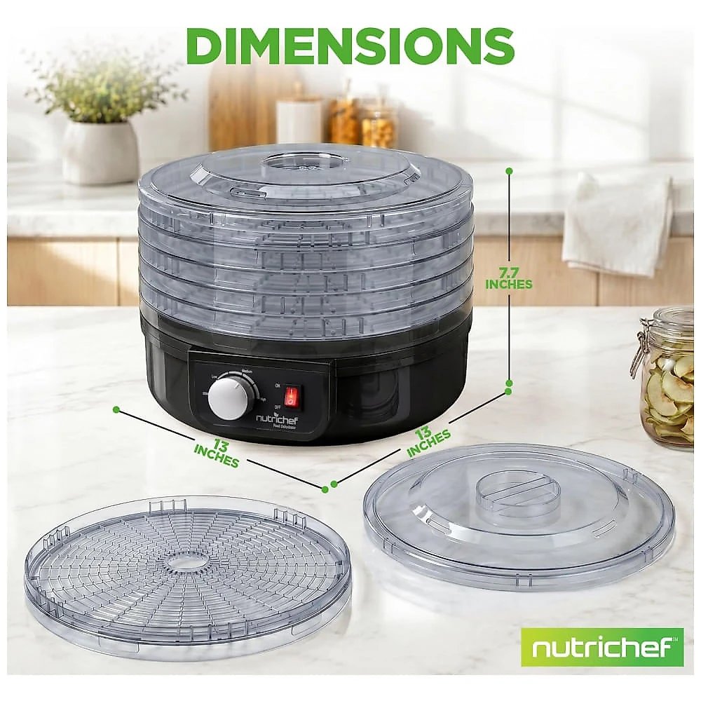 Desidratador Alimentos NutriChef Preto 5 Bandejas Empilháveis 600W 120V