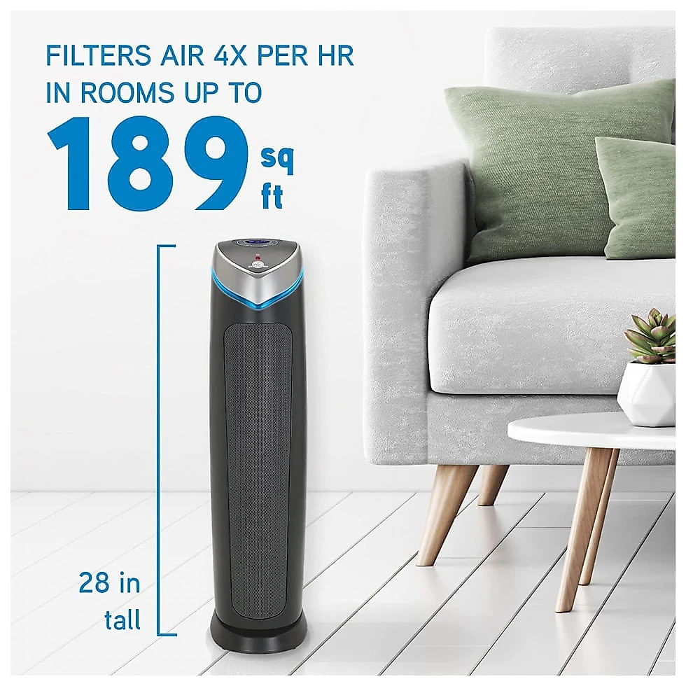 Purificador de Ar com Filtro HEPA e 5 Velocidades, Cobertura 17 m2, 110V, GermGuardian, Preto