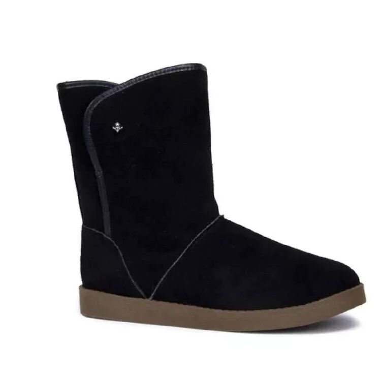 Bota Cravo e Canela com Pelo Couro Camurção Feminino - Pre - PRETO