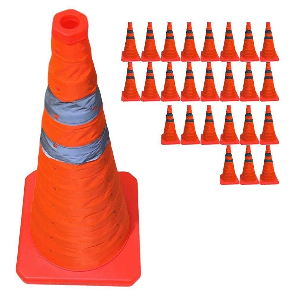 Kit 25 Cones Retráteis SU-CONE3-1 Flexível Faixas Refletivas 50cm Laranja Leva Pra Casa