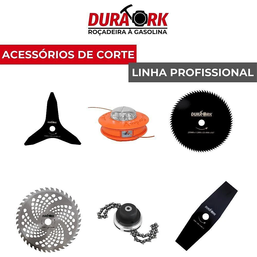 Roçadeira Lateral à Gasolina 5 em 1 DR520P5 Motor 2 Tempos 52CC 2,5HP 10500 RPM com Trimmer e Kit