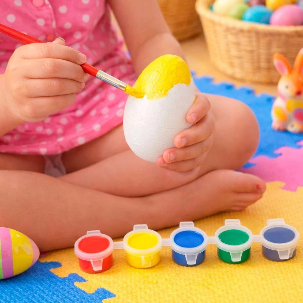 Ovos Coelhos Páscoa Para Colorir Pintar Com Pincel Kit 50pçs