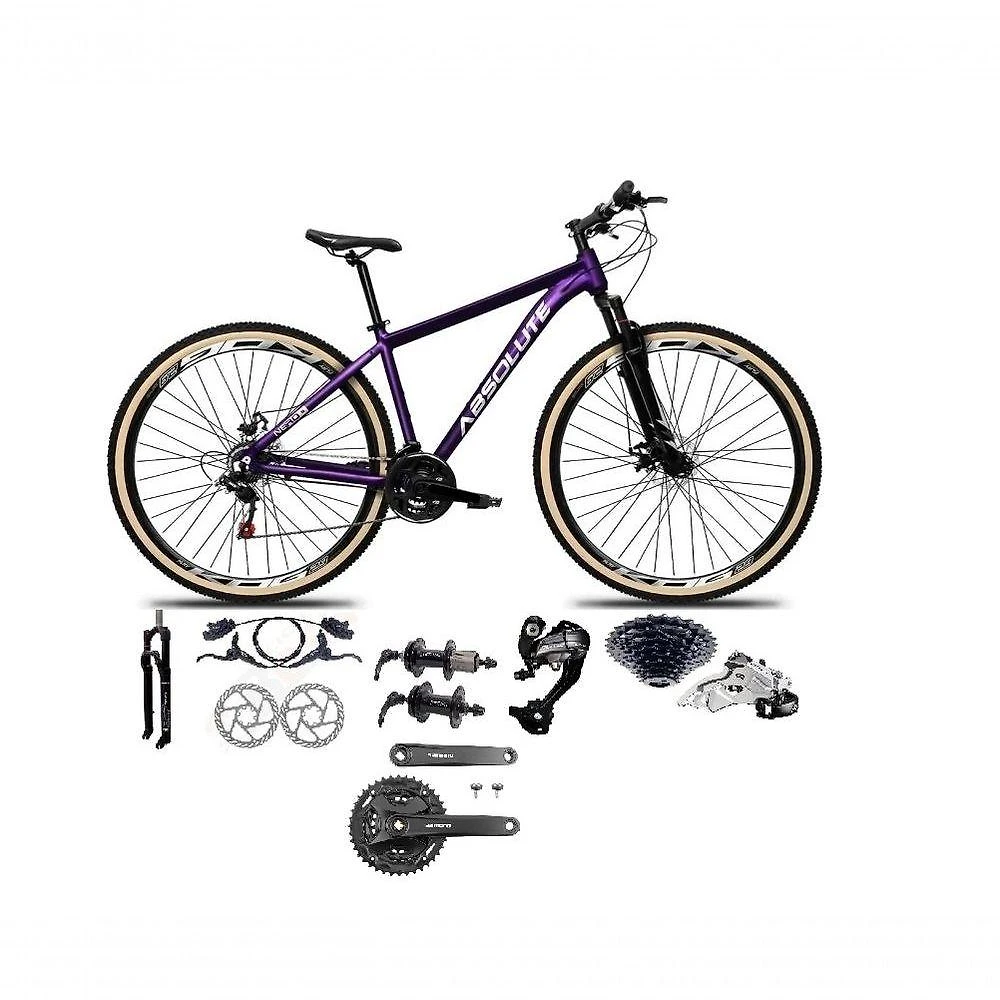 Bicicleta Aro 29 Absolute Nero 5 Câmbios 27v Shimano Altus Freios Hidráulicos Pneu Com Faixa - Roxo Tam.19