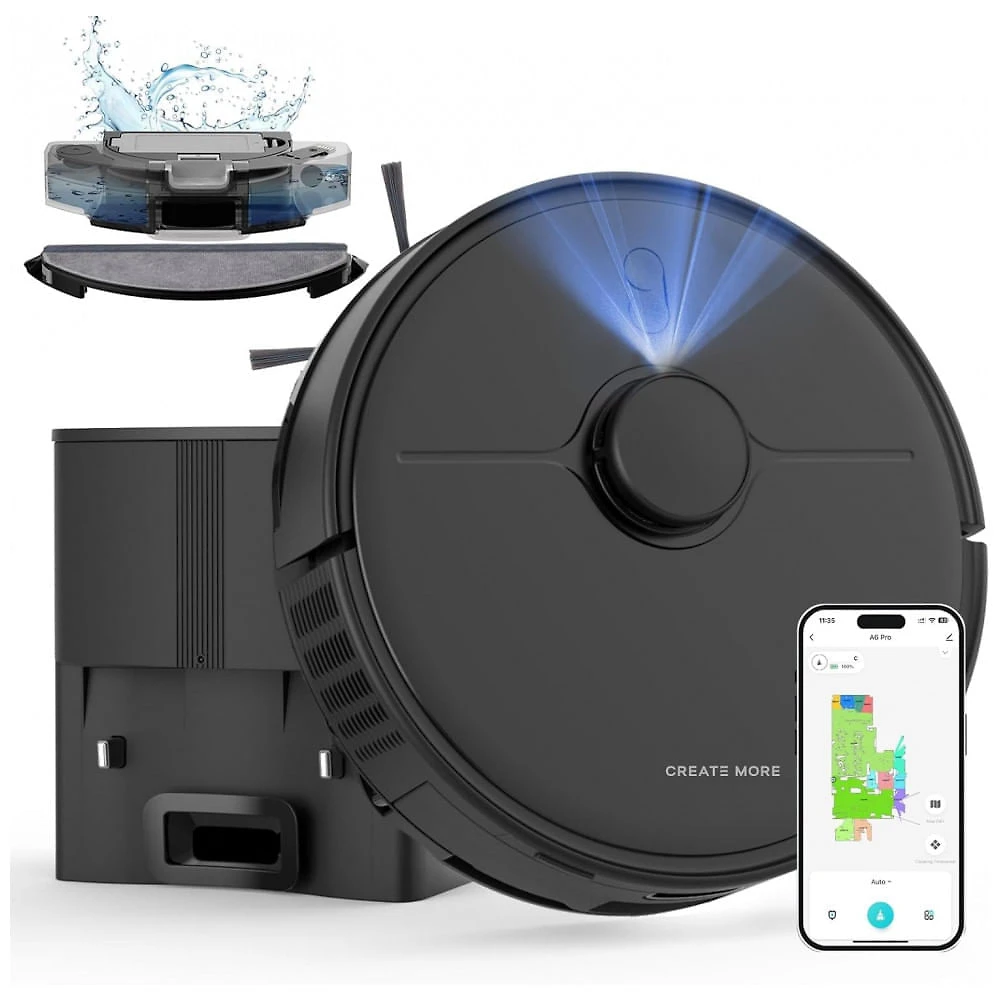Robô Aspirador Bagotte BL20 Pro Preto Aveludado 6000Pa LiDAR Base Autoesvazio 90 Dias