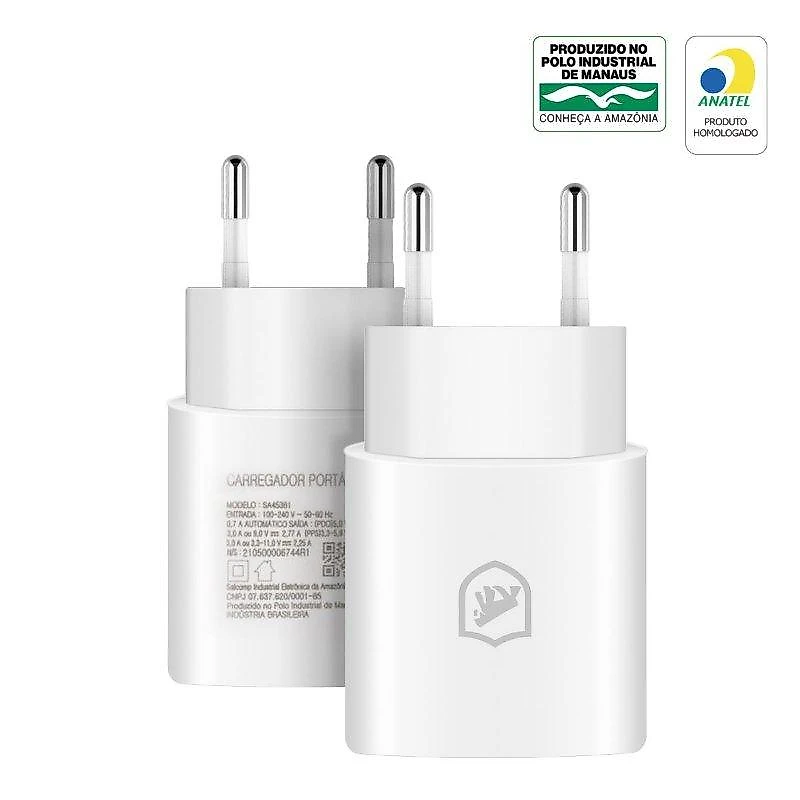 Cabo Symetric - Lightning / Tipo C - 1,5M + Carregador Turbo Tipo C  - Branco - Gshield