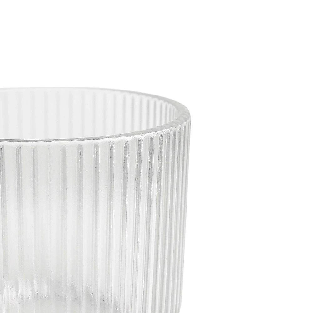 Jogo 4 Copo De Vidro Alto Para água Suco Lines Transparente 430ml Wolff