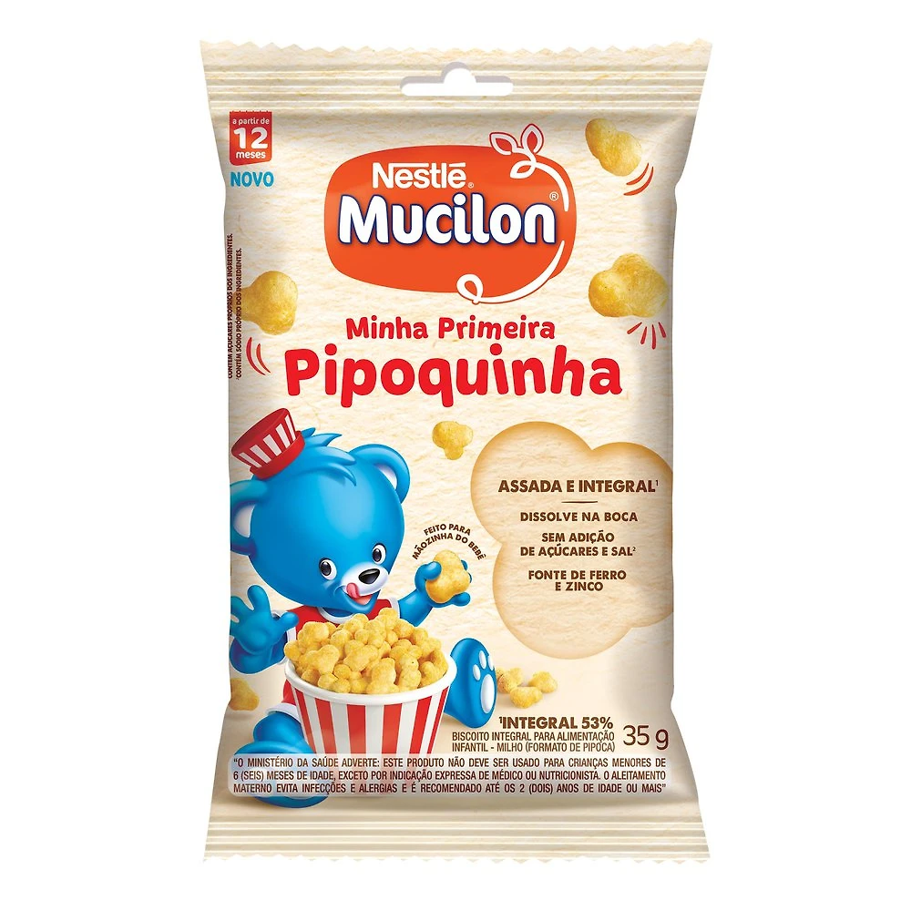 Snack Mucilon Minha Primeira Pipoquinha Assada e Integral 35g