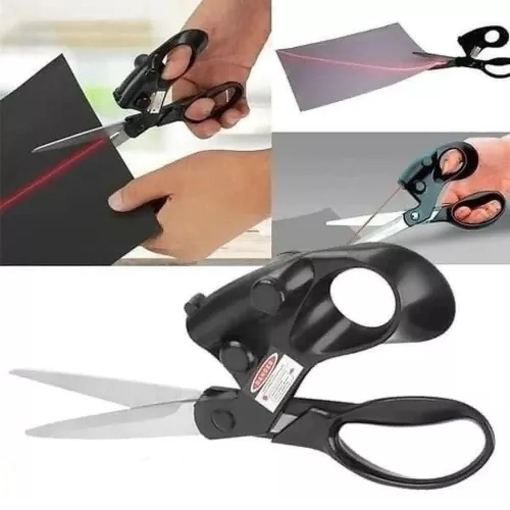 Tesoura Com Mira Laser Guia Corte Tecidos Patchwork Artesanato Papel Raio Precisao Multiuso Costura Hobby