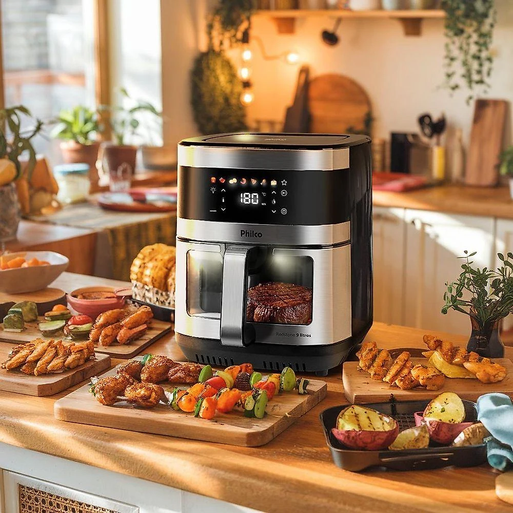 Air Fryer Philco 9L Visor Glass Painel Digital PAF90C 110V