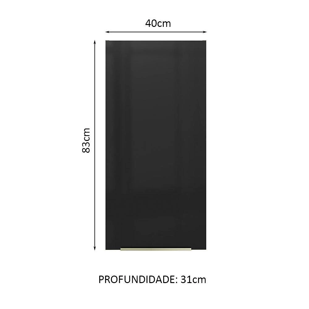 Armário aéreo madesa lux 40 x 83 cm 1 porta - rustic/preto