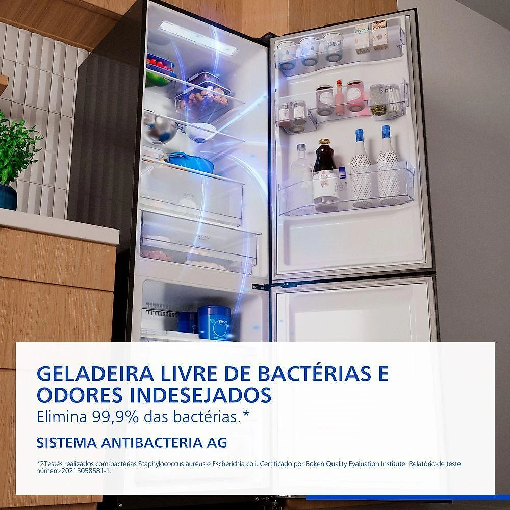 Geladeira Intuitive+ Panasonic BB41 Frost Free Inverter 407L Black Glass NR-BB41GV2B NR-BB41GV2BA 110V