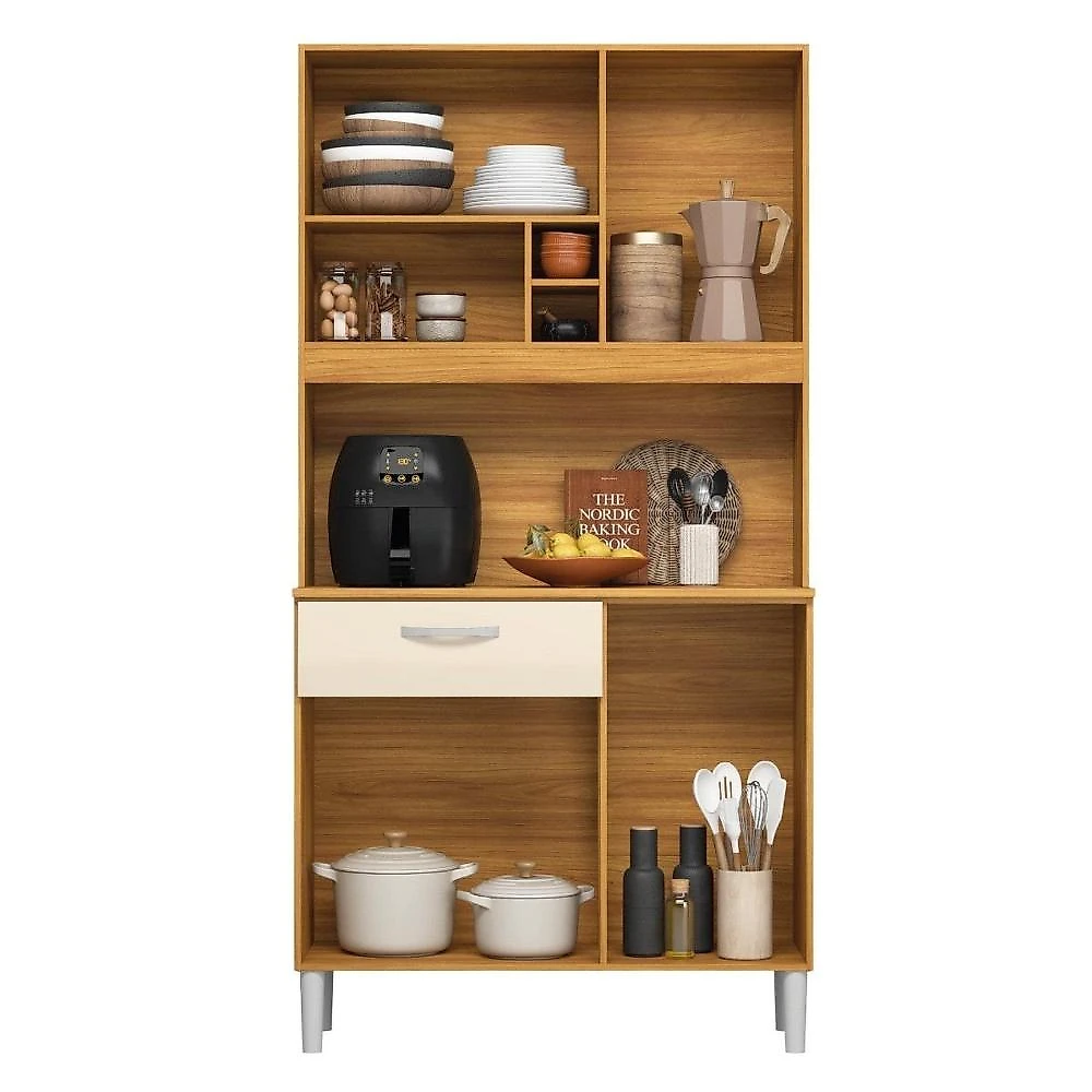 Cozinha Compacta 4 Portas 1 Gaveta Malta Cinamon/Off-White