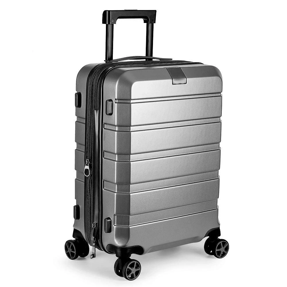 Mala de Bordo 40L em Policarbonato com Rodas 360º USB com Zíper e Cadeado TSA Easy Travel Tpc Cinza