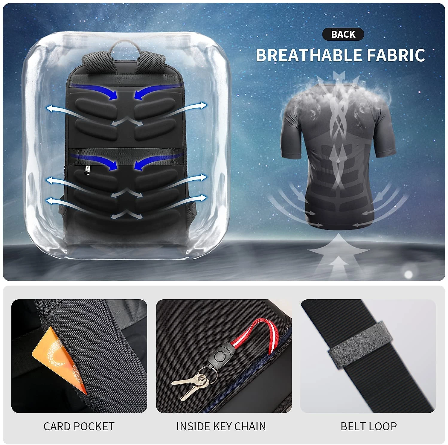 BOPAI 20190420 Mochila para Laptop 38 cm Preta