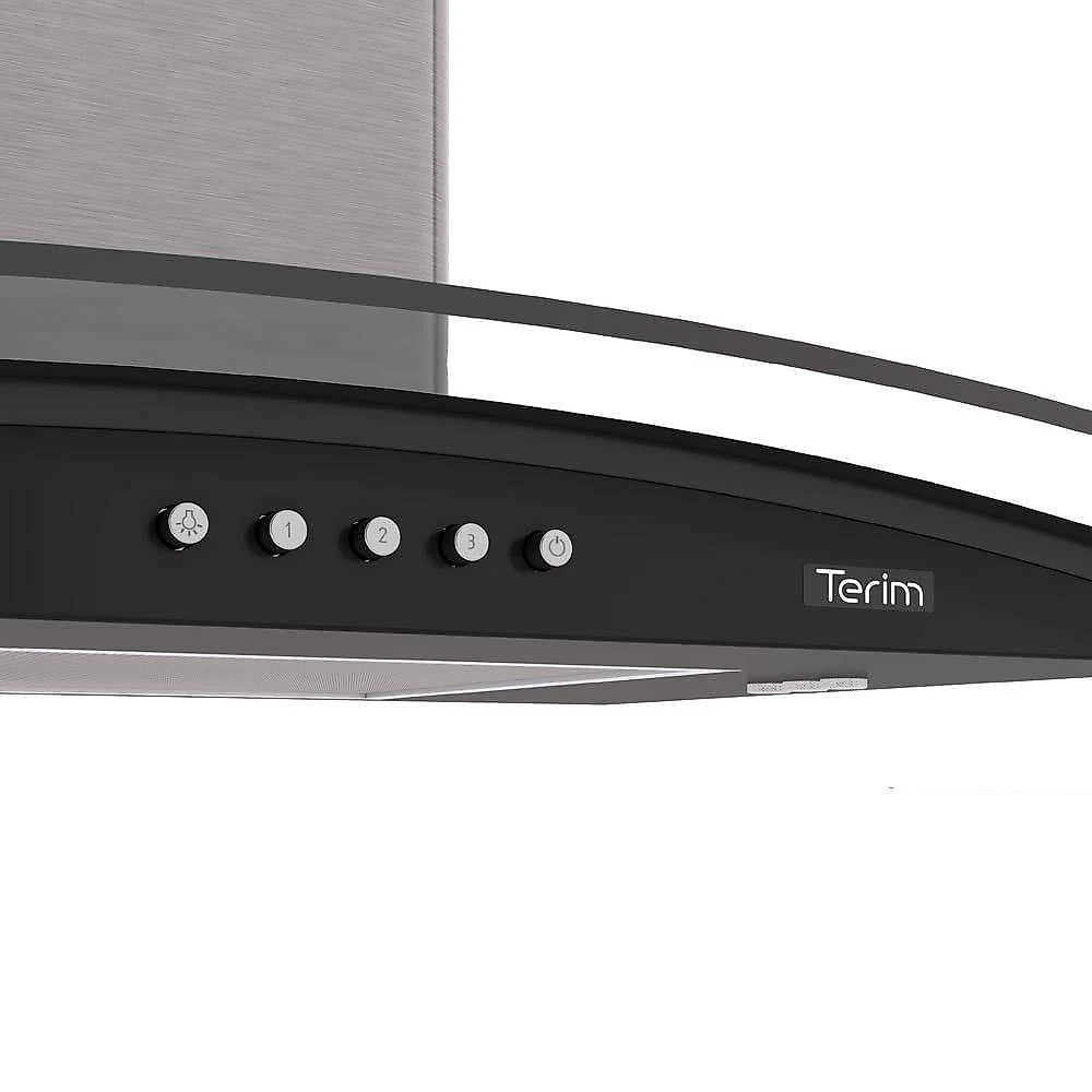 Coifa Terim de Parede Clean Vidro Curvo Black Kroma 75cm Preto Com Kromanox 220V