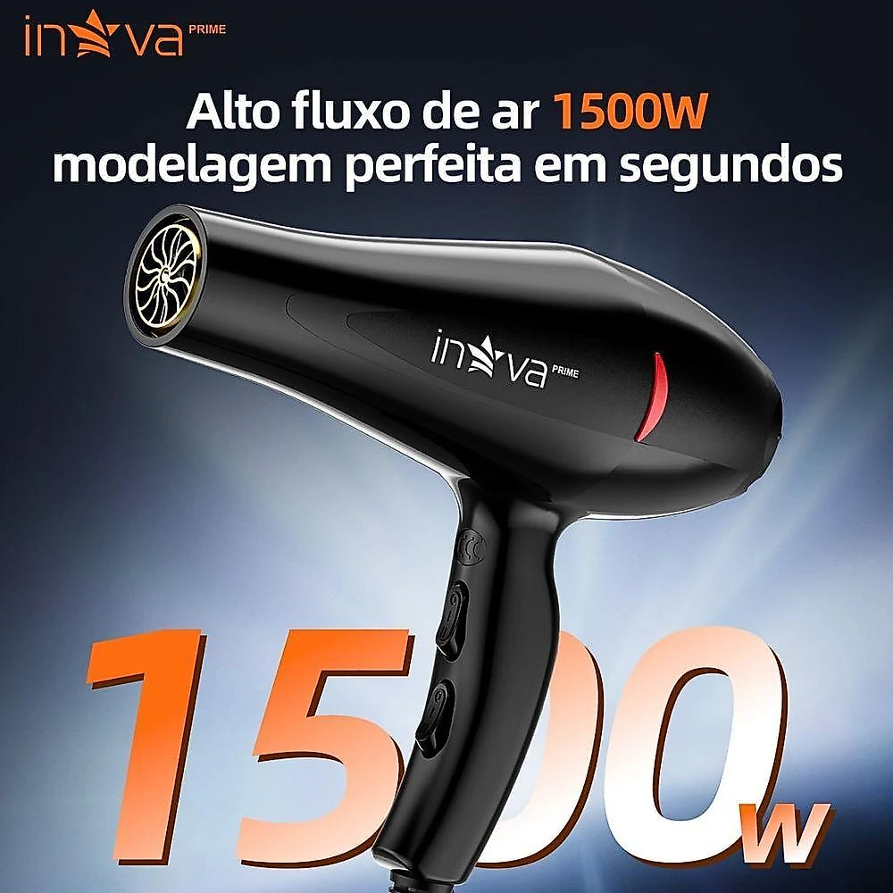 Secador de Cabelo Profissional KV-12696-1 1500W 3 Temperaturas Preto Inova 110V