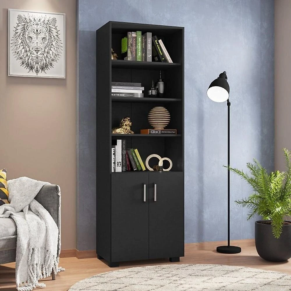 Kit 3 Peças com Escrivaninha Gávea e 2 Armários Conjunto Home Office 3 Peças com Escrivaninha Gávea e 2 Armários Preto