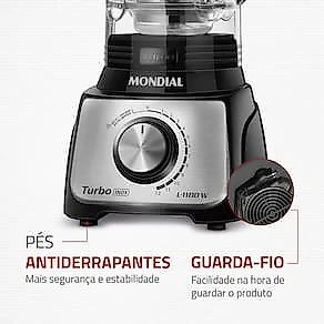 Liquidificador Mondial Turbo L-1100 3L 1100W 12 Velocidades Preto/Inox 110V
