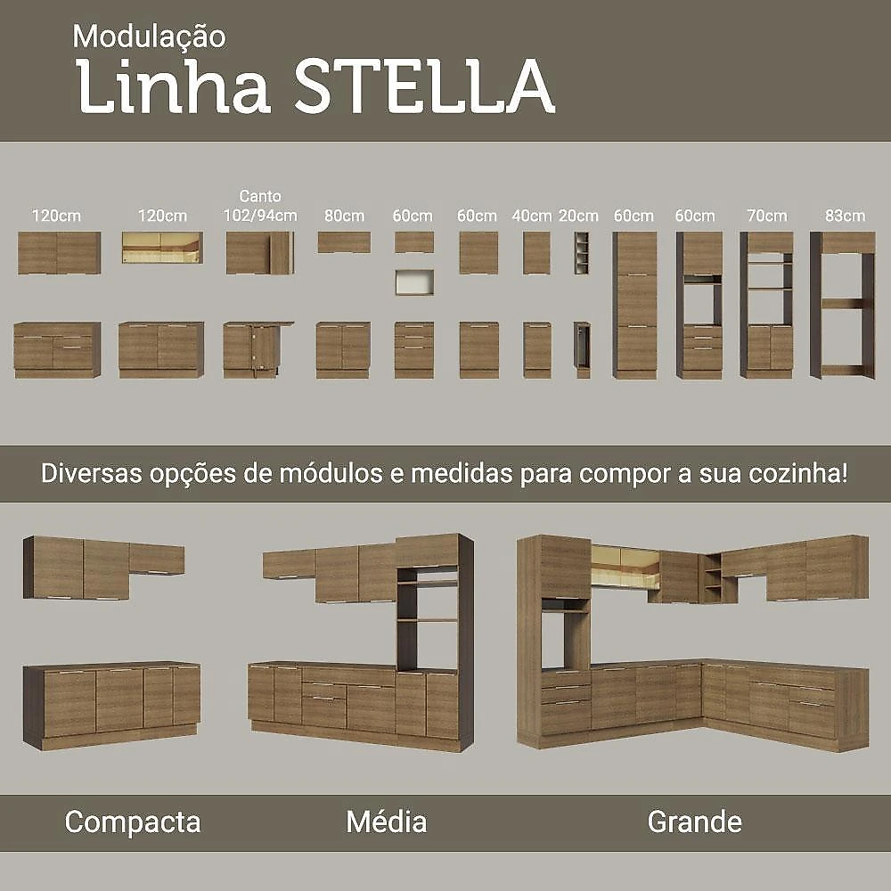 Armário de cozinha completa 270cm rustic stella madesa 06