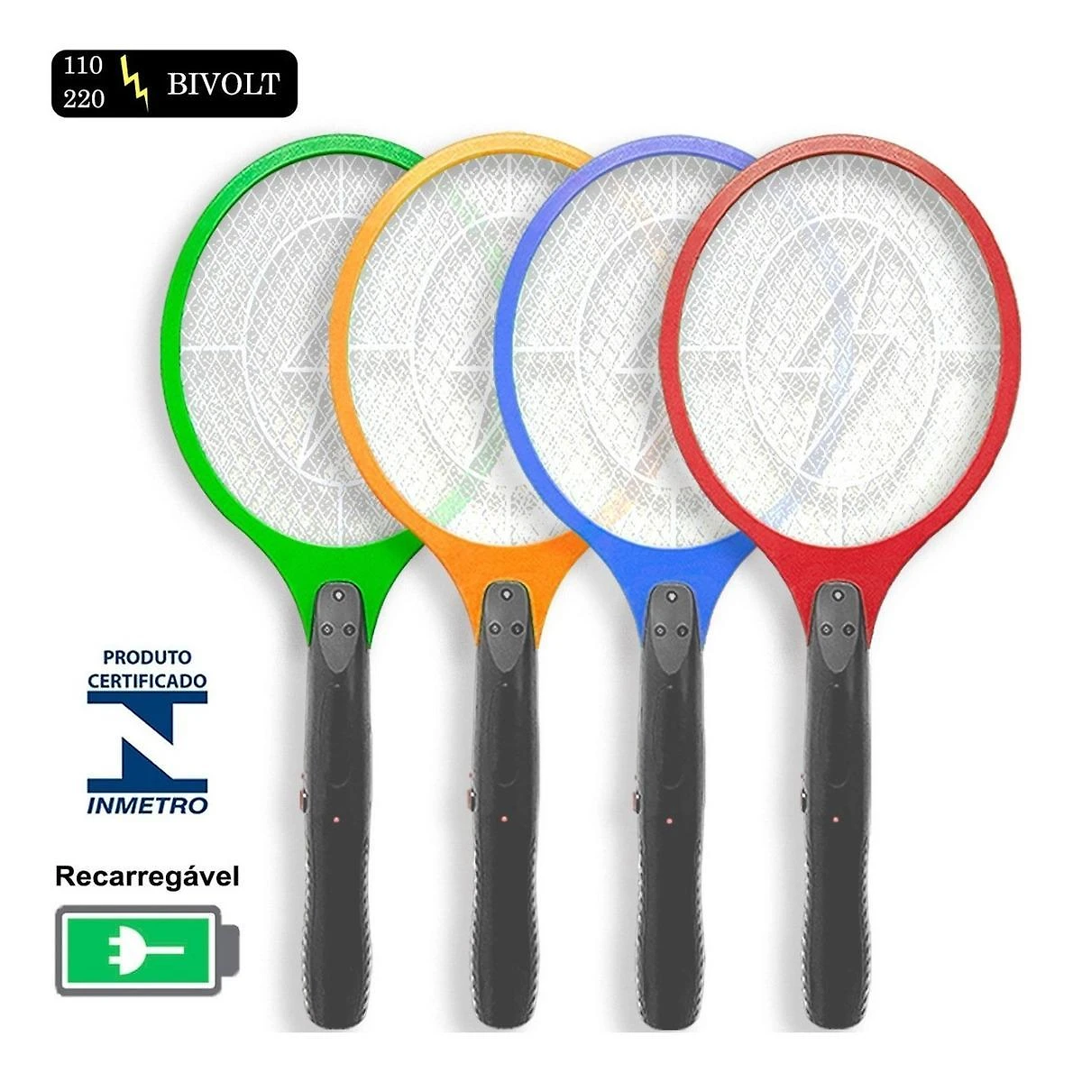 Miniatura Raquete Mata Mosquito Elétrica: Bivolt, Recarregável Alta