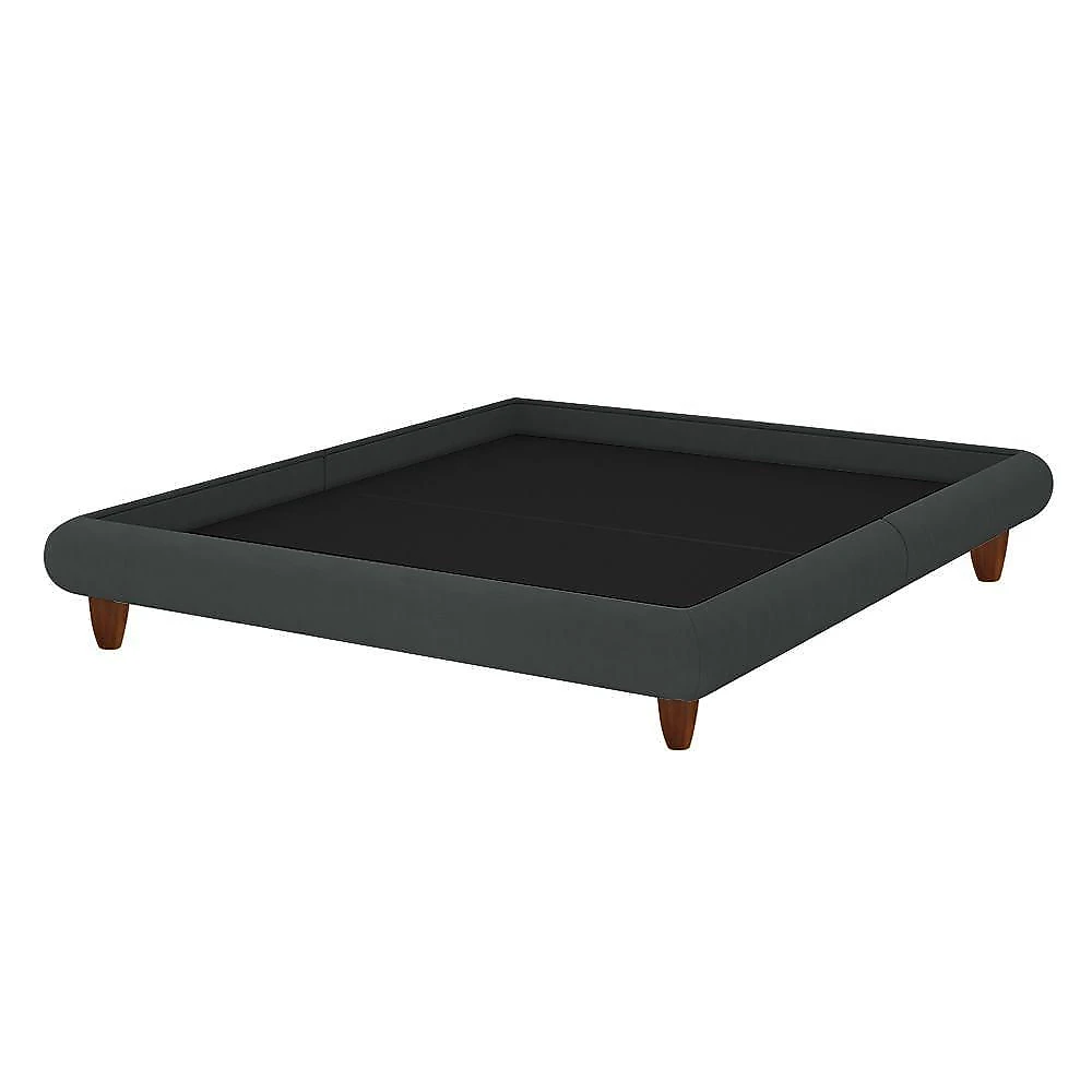 Cama Queen Japonesa Haru com Pés em Madeira Estrutura MDF MDP Veludo Cinza Sallar Home