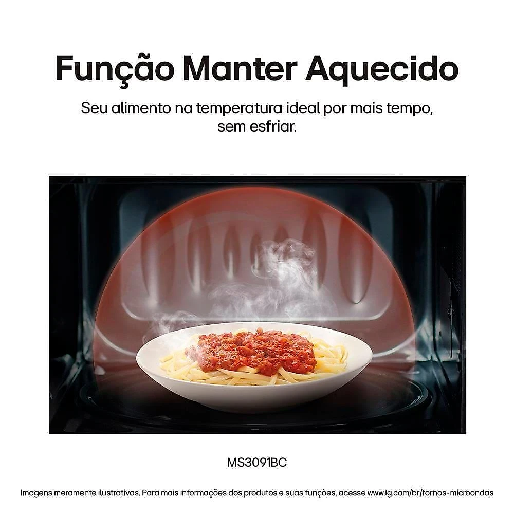 Forno de micro-ondas lg 30 litros ms3091 com função limpa fácil e descongelamento uniforme - preto e branco 110