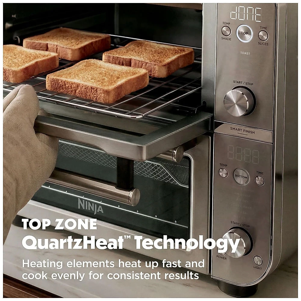Forno de Bancada Ninja DCT821 Zona Dupla 12-em-1 Finalização Sincronizada Prata 1800W