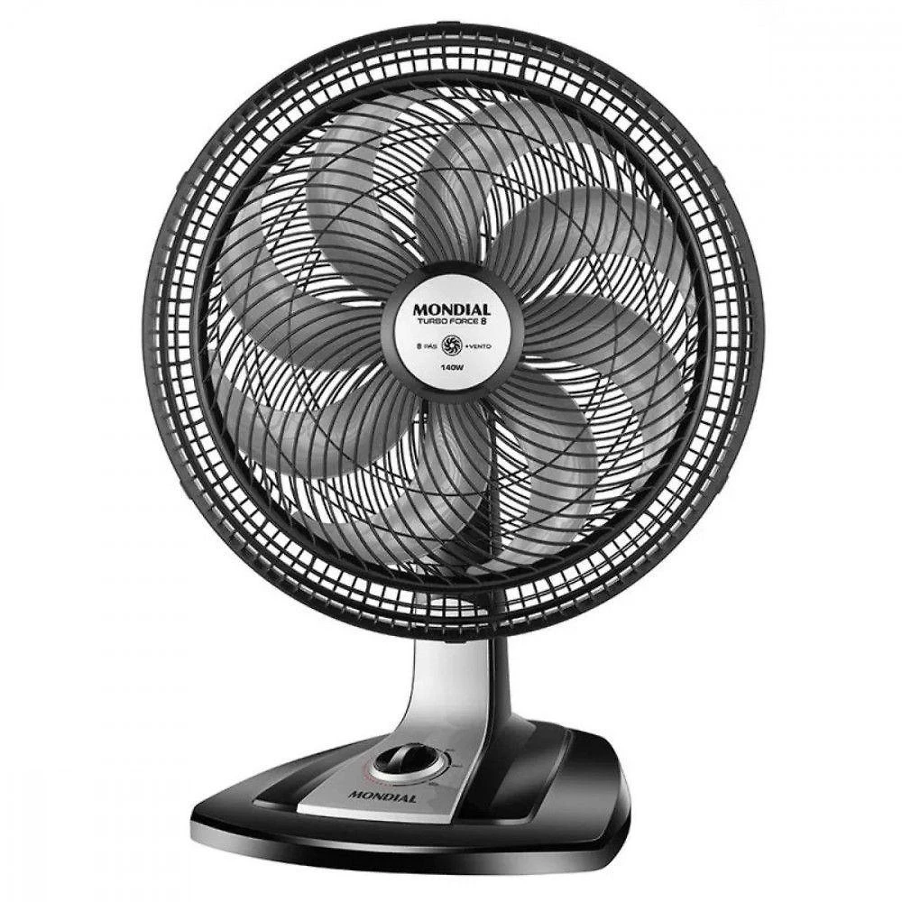 Ventilador De Mesa 40cm Mondial Turbo 8 Pás 3 Velocidades Preto Com Prata 127V