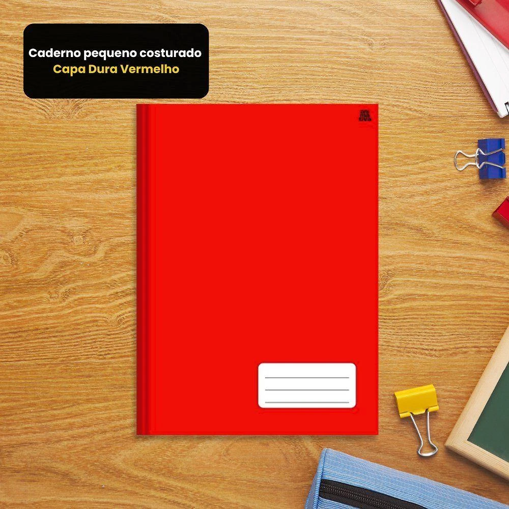 Caderno Pequeno Costurado Capa Dura 96 Folhas Compacto Leve para Anotacoes Vermelho