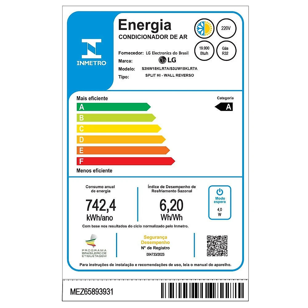 Ar-Condicionado LG Split Nano Quente/Frio, 18000 BTUs, Inverter - S3-W18KLR7 13131-20-04547 - Cinza - 004733/2023 - 220V