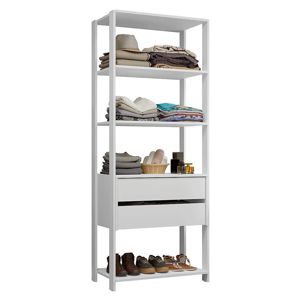 Guarda-roupa closet modulado valencia 2 gavetas 4 prateleiras 70cm madesa