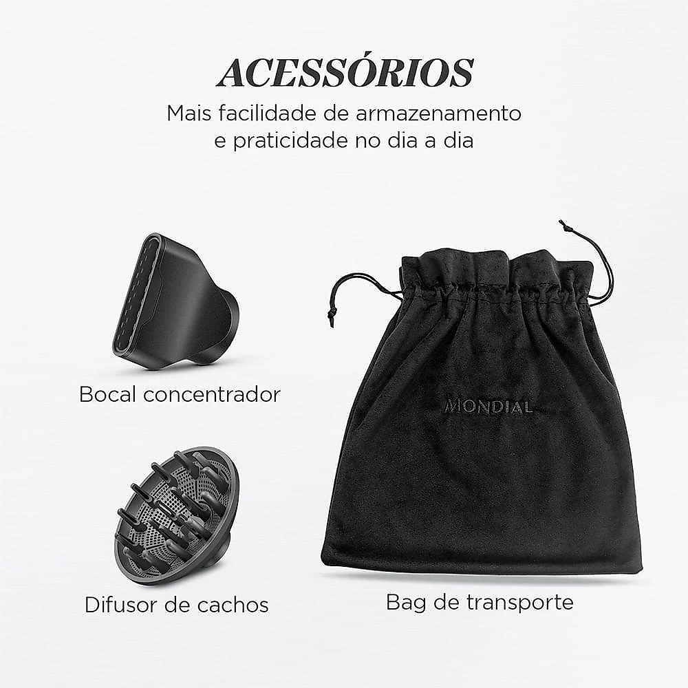 Secador Mondial Ultra Sonic By Juliette SCP-JU-04-US Bldc Com Cabo Dobrável 220V